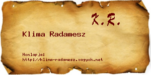 Klima Radamesz névjegykártya